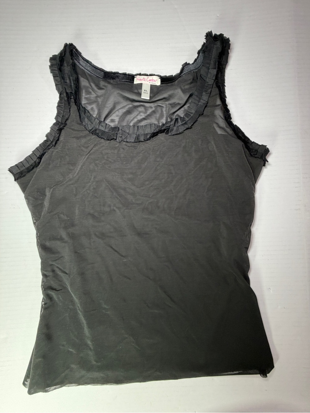 Haute contour by SPANX Black Ruffle-Trim Sheer Tank